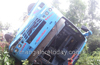 Puttur :  3 seriously injured as  private bus plunges into gorge